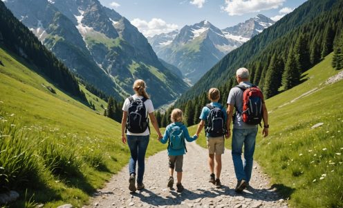 Aventures en plein air en famille dans les alpes rafraîchissantes