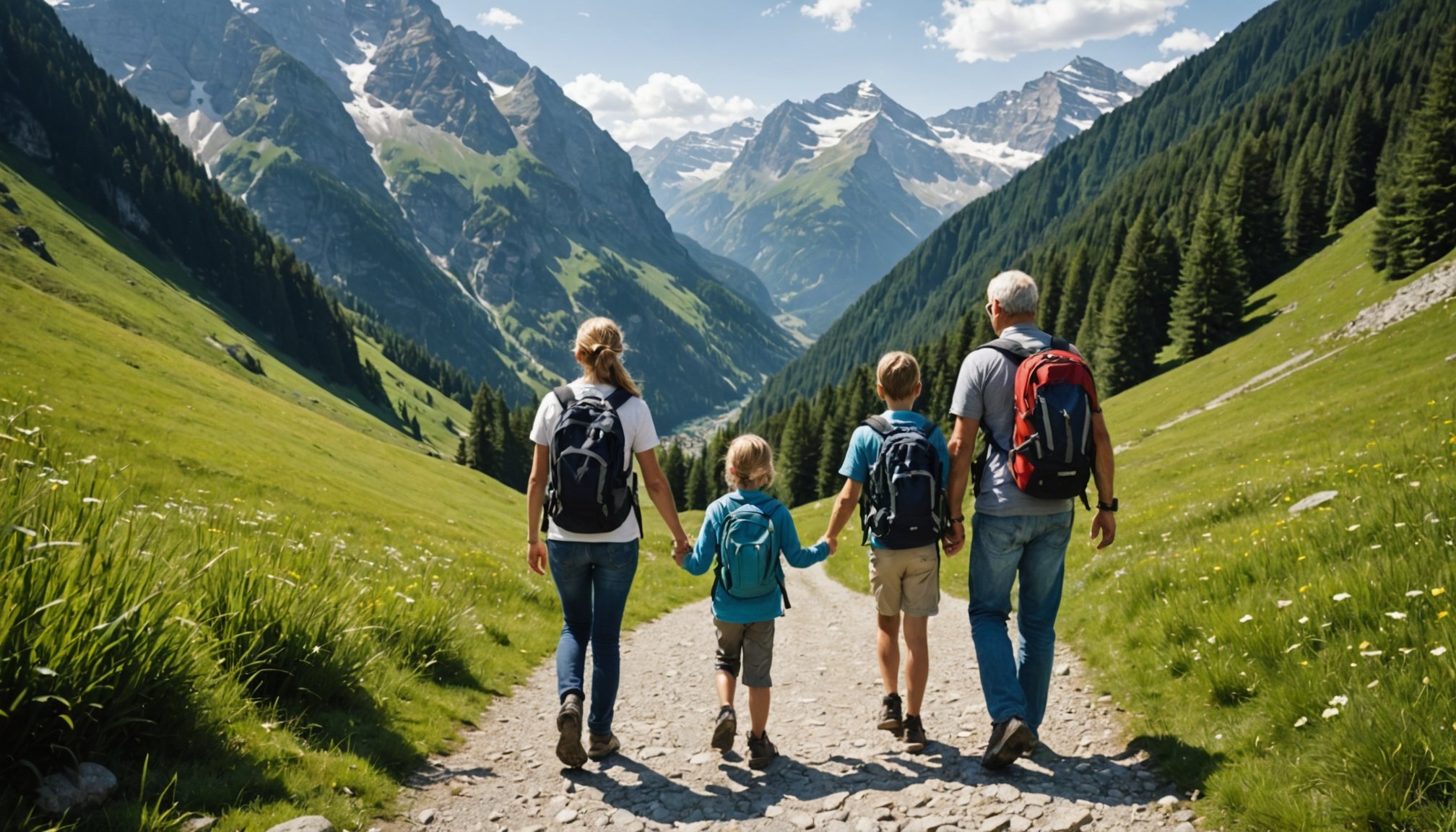 Aventures en plein air en famille dans les alpes rafraîchissantes